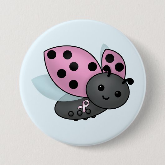 Marienkäfer Rosa Bewusstseins-Schleife-Button Button (Vorderseite)