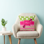 Marienkäfer-rosa grünes personalisiertes Kissen (Stuhl )