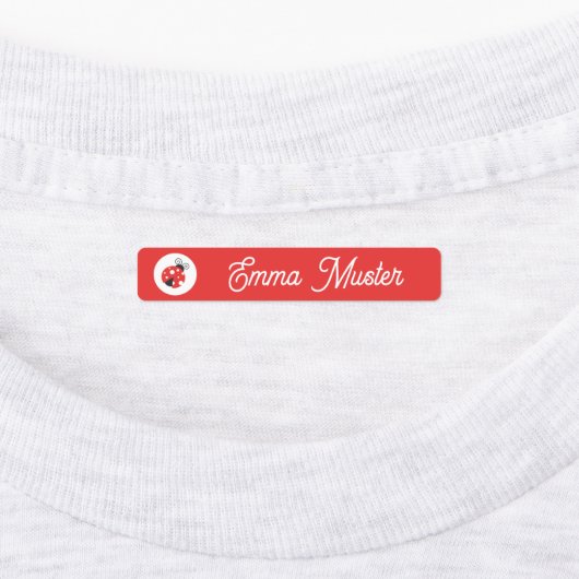 Marienkäfer - rot - 96 schmale Kinder Etiketten (Befestigt)