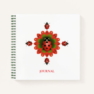 Marienkäfer Rot + Grün + Weiß Journal 21,5 cm x 21 Notizblock
