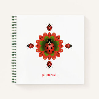 Marienkäfer Rot + Grün + Weiß Journal 21,5 cm x 21 Notizblock