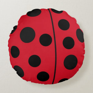 Marienkäfer Rot-Schwarz-Design Rundes Kissen