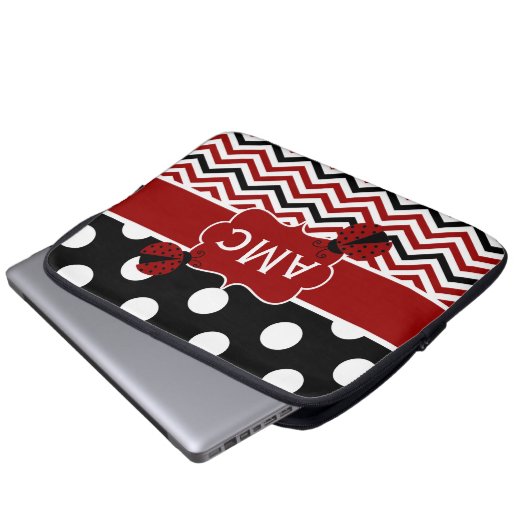 Marienkäfer-rote schwarze Zickzack Laptopschutzhülle (Vorne Knopf)