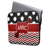 Marienkäfer-rote schwarze Zickzack Laptopschutzhülle (Vorderseite Links)