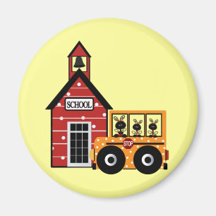 Marienkäfer-Schule und Schulbus-T-Shirts und Magnet