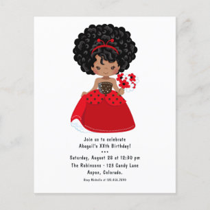 Marienkafer-Schwarz-Prinzessin-Märchen-Geburtstags Flyer