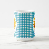 Marienkäfer-Sonnenblume-Türkis-Gingham mit Namen Kaffeetasse (Mittel)
