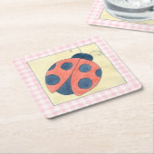 Marienkäfer-Trio-Landung auf Blumen Rechteckiger Pappuntersetzer (angewinkelt)