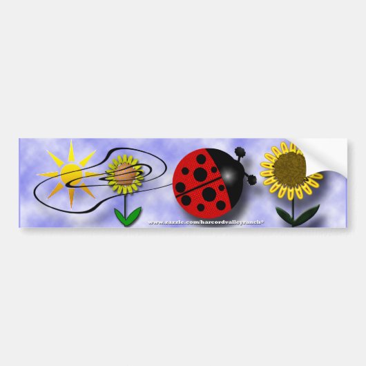 Marienkäfer und Blumen Autoaufkleber (Vorne)