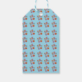 Marienkäfer und Blumen Hellblau Benutzerdefinierte Geschenkanhänger (Rückseite)