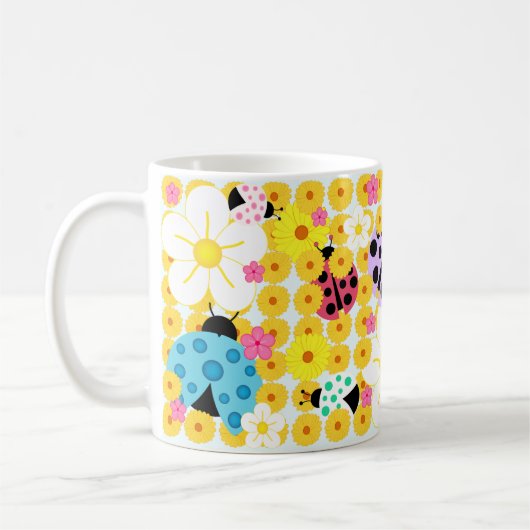 Marienkäfer und Blumen Kaffeetasse (Links)