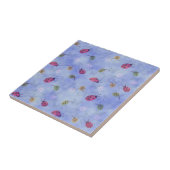 Marienkäfer und fallende Blätter Blaues Muster Fliese (Seite)