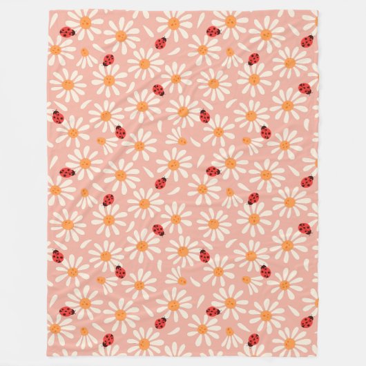 Marienkäfer und Gänseblümchen Fleece-Decke Fleecedecke (Vorderseite)