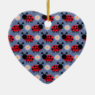 Marienkäfer und Gänseblümchen Muster Keramik Ornament