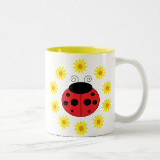 Marienkäfer und Gänseblümchen-Tasse Zweifarbige Tasse