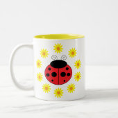 Marienkäfer und Gänseblümchen-Tasse Zweifarbige Tasse (Links)