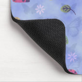 Marienkäfer und Herbstblätter Blau Mousepad (Ecke)
