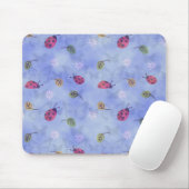 Marienkäfer und Herbstblätter Blau Mousepad (Mit Mouse)