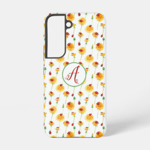 Marienkäfer und Löwenzahn-Muster mit Initialen Samsung Galaxy Hülle