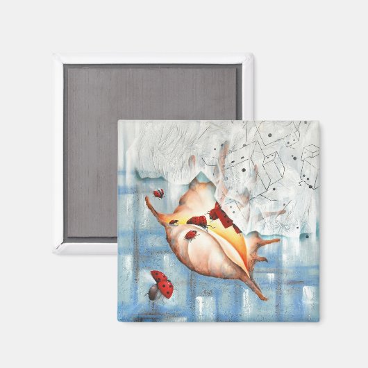 Marienkäfer und Muschel Magnet (Vorderseite/Rückseite)