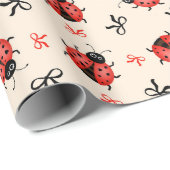 Marienkäfer und Schleifen Geschenkpapier (Rolleneckpunkt)