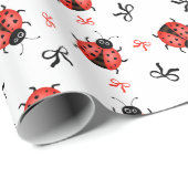 Marienkäfer und Schleifen Geschenkpapier (Rolleneckpunkt)