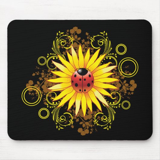 Marienkäfer und Sonnenblume Mousepad (Vorne)