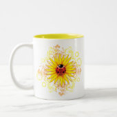 Marienkäfer-und Sonnenblume-Tasse Zweifarbige Tasse (Links)