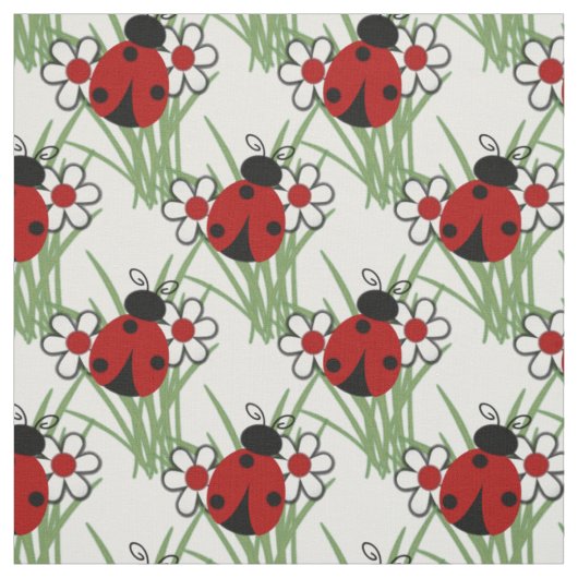 Marienkäfer und zwei Gänseblümchen Stoff (Muster)