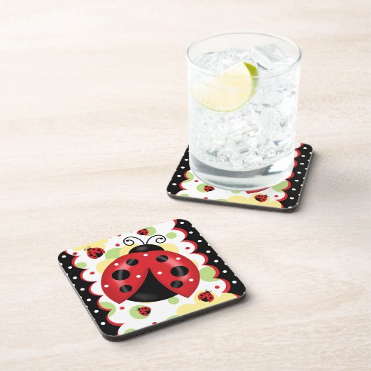 Marienkäfer-Untersetzer mit Korken-Rückseite Untersetzer (Rechte Seite)