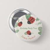 Marienkäfer-Wiese-Kinderparty-Gast-Button-Geschenk Button (Vorne & Hinten)