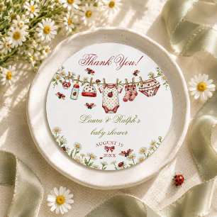 Marienkäfer Wildblumen Mädchen Baby Shower Danke Runder Aufkleber