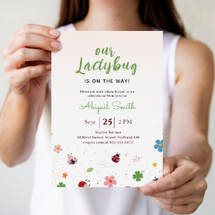 Marienkäfer Wildblumen Mädchen Baby Shower Einladung