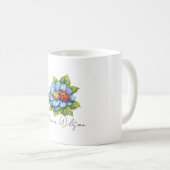 Marienkäferglück auf einer blühenden blauen Blume Kaffeetasse (VorderseiteRechts)