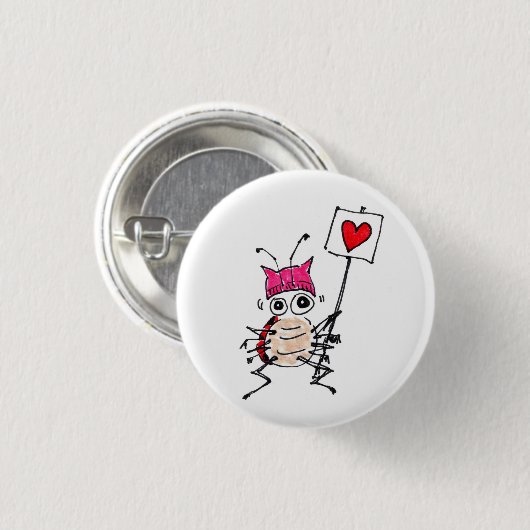 Marienkäfertragendes Pussy-Hut-Button Button (Vorne & Hinten)