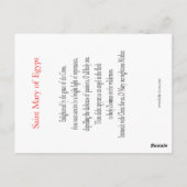 Marienkommunion von Ägypten Postkarte (Rückseite)