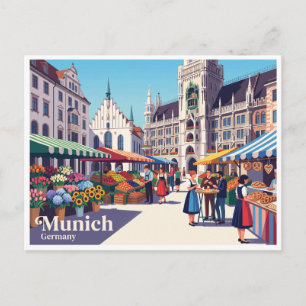 Marienplatz-Bauernmarkt München Deutschland Postkarte