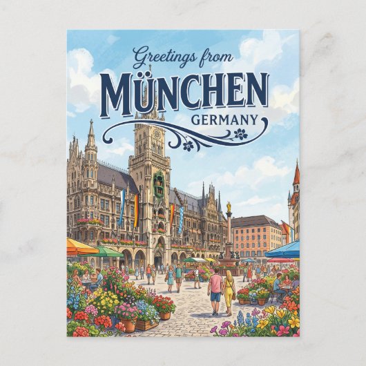 Marienplatz, München Deutschland Postkarte (Vorderseite)