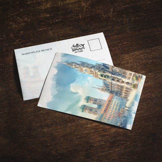 Marienplatz München Deutschland Wasserfarbe Postka Einladung