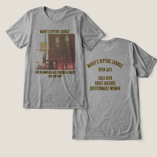 Marie's Rip Tide Lounge T-Shirt Tri-Blend Shirt (Design Vorderseite & Rückseite)