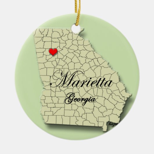 Marietta, Georgia. Karte, Weihnachtsverzierungen Keramikornament (Vorne)
