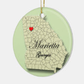Marietta, Georgia. Karte, Weihnachtsverzierungen Keramikornament (Links)
