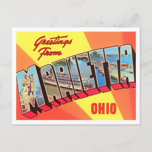 Marietta, Ohio Vintag Big Letters Postcard Postkarte (Vorderseite)