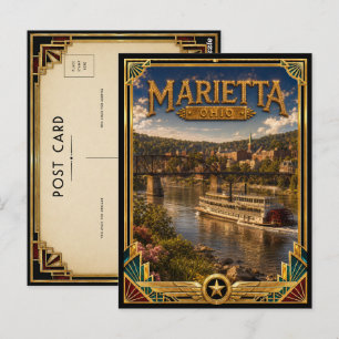 Marietta Ohio Vintage Art Deco Golden Age Postkarte