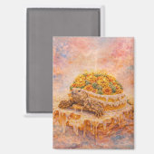 Marigold and cactus Sulcata Tortoise birthday cake Magnet (Vorderseite/Rückseite)