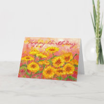 Marigold Autumn Blumen Watercolor Geburtstagskarte