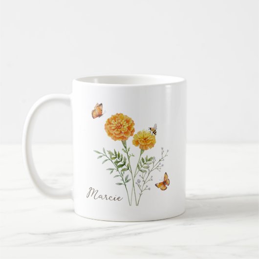 Marigold Birth Month Flower Kaffeetasse (Links)