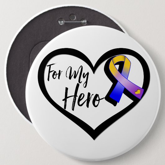 Marigold Blue und Lila Band für meinen Helden Button (Vorne & Hinten)