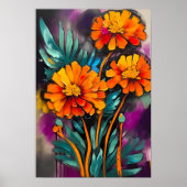 Marigold Blume Abstrakte Art Florenz Poster (Vorne)
