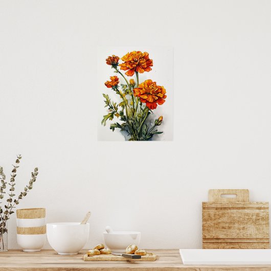 Marigold Blume Art Print Poster (Küche)